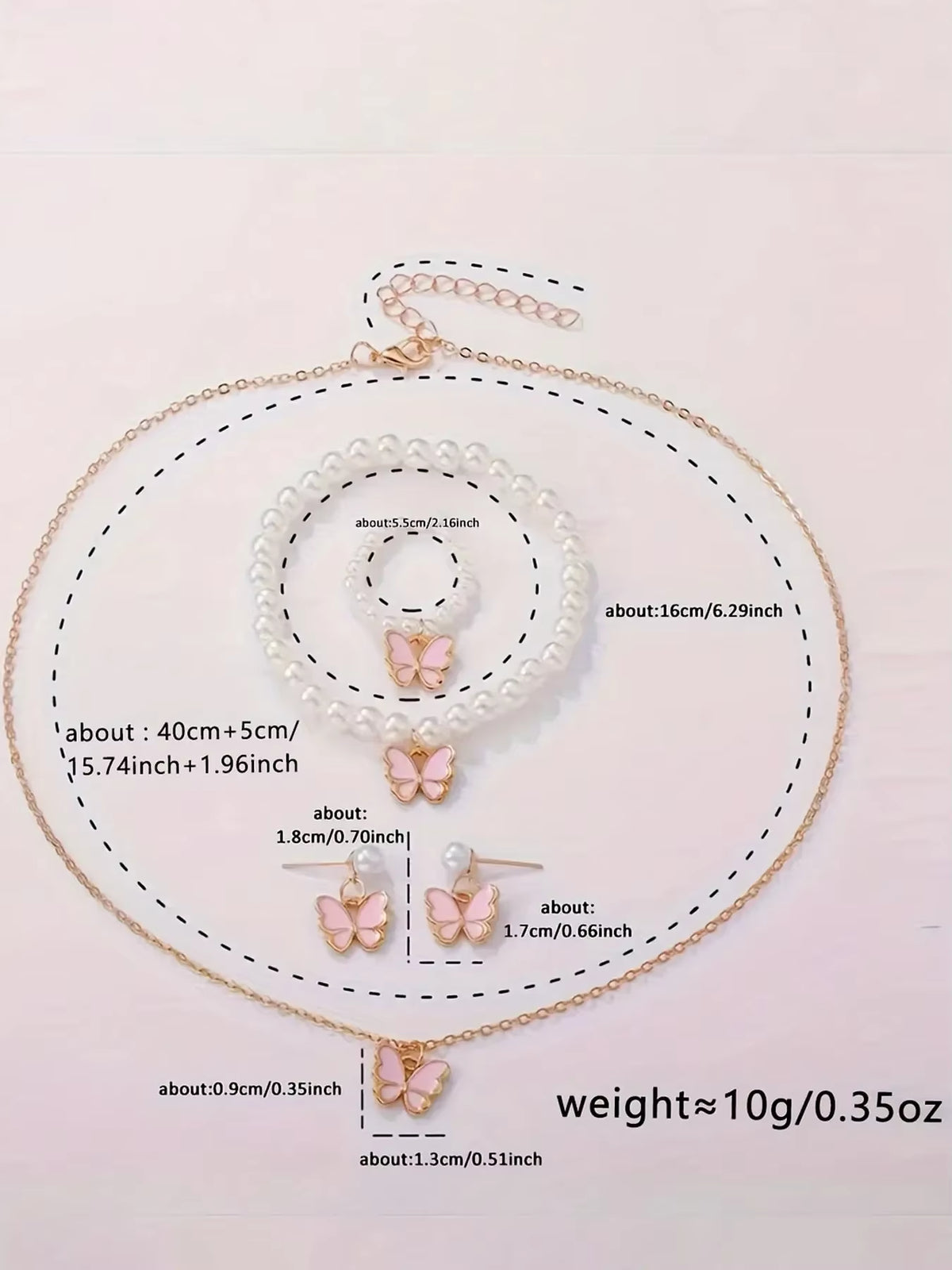 Girls' Pink Watch & Jewellery Gift Set – LED Watch, Butterfly & Pearl Accessories