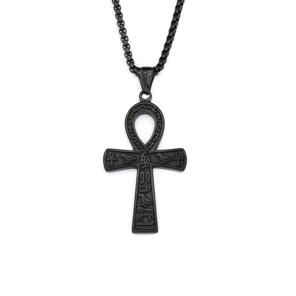 Vintage Fashion Ancient Egyptian Ankh Cross Pendant Necklace for Men Women Stainless Steel Amulet Jewelry Gifts Dropshipping