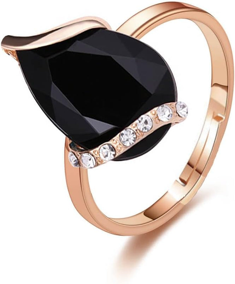 Women Crystal Pendant Gold Plated Chain Necklace Earring Jewelry Set (Black)