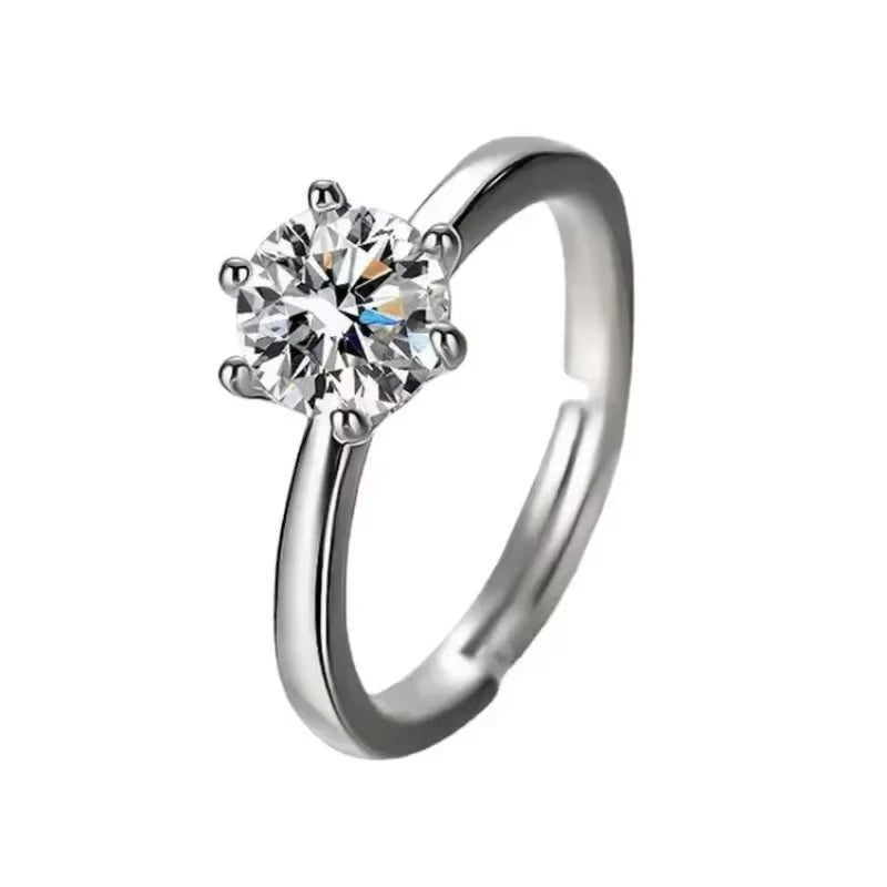 With Credentials Never Fade 18K White Gold Color Ring round Zircon Diamant Wedding Band Accessories Women Classic Jewelry