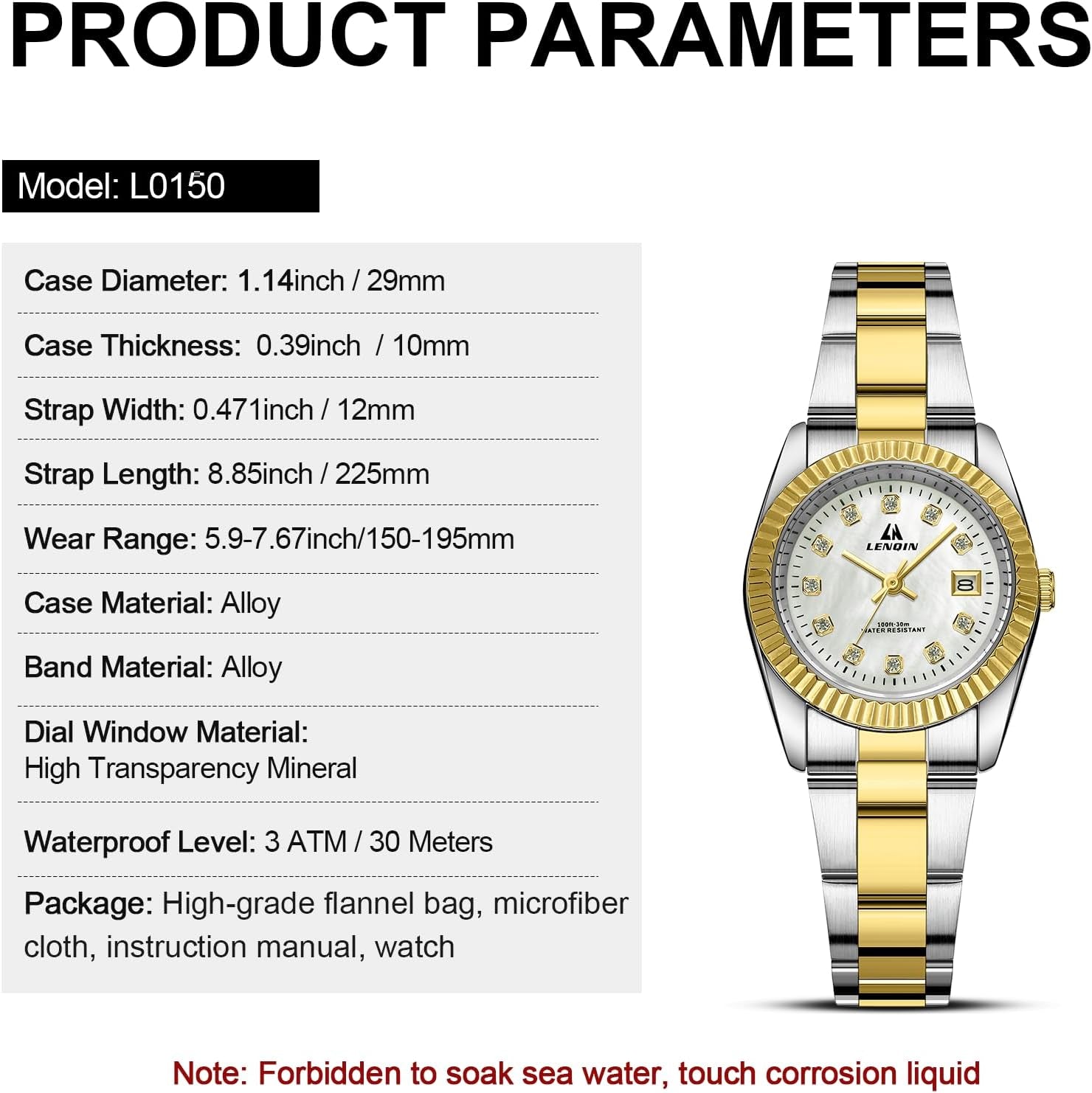LN LNQIN Womens Watch Analog Quartz Watch for Women Waterproof Ladies Watches Easy Read Women'S Wrist Watches with Stainless Steel Band