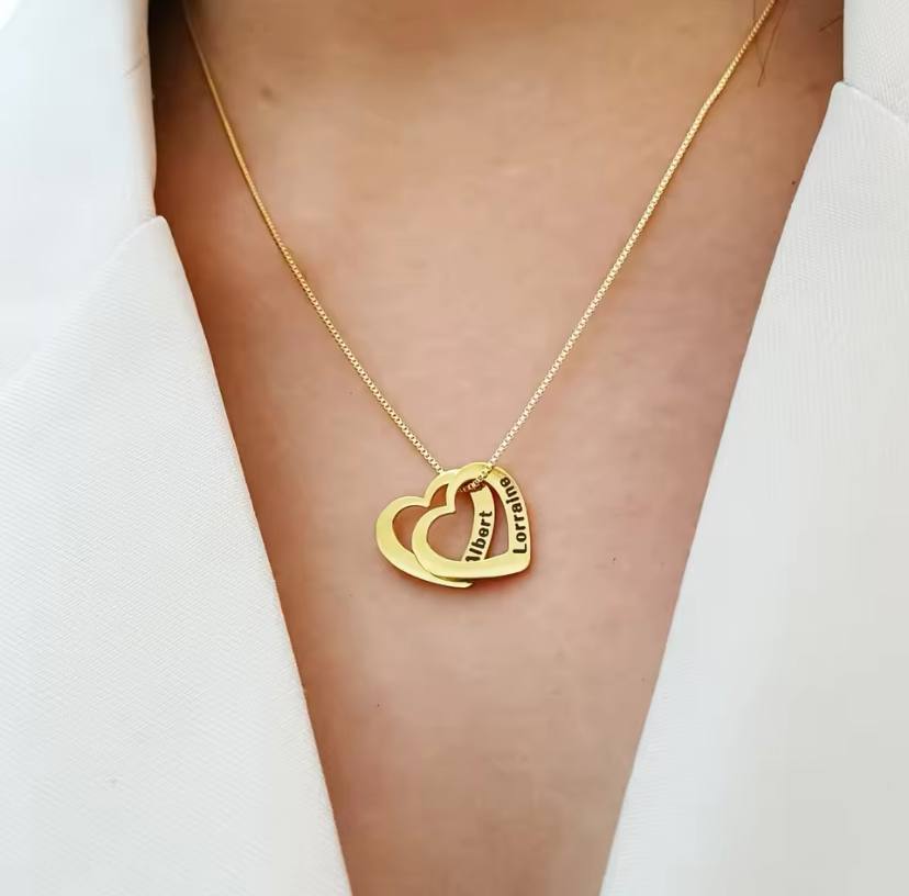 Customized Name Necklace For Women Stainless Steel Heart Carving Pendant Family  Jewelry  Choker Girlfriend Gift Bijoux Femme image 2