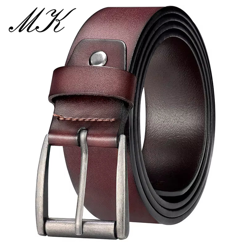 Genuine Leather Belts for Men for Jeans Trousers Men'S Casual Vintage Alloy Pin Buckle Second Layer Leather Belt