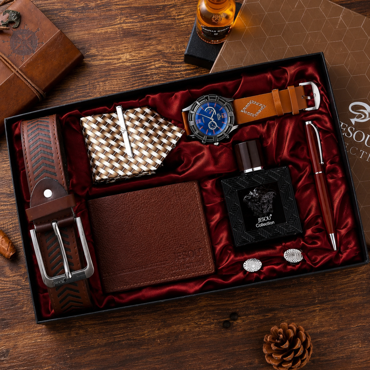 The Odogwu Set - 7-Piece Luxury Gift Box for Him (Watch, Wallet, Belt, Perfume, Tie & Pen)