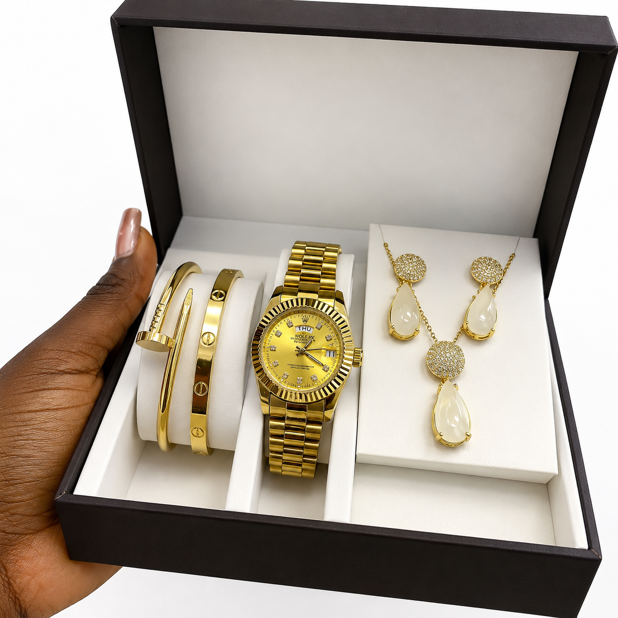 The Treasured Set - Jewelry & Watch Gift Box for Her (Watch, Bracelet, Earrings & Necklace)