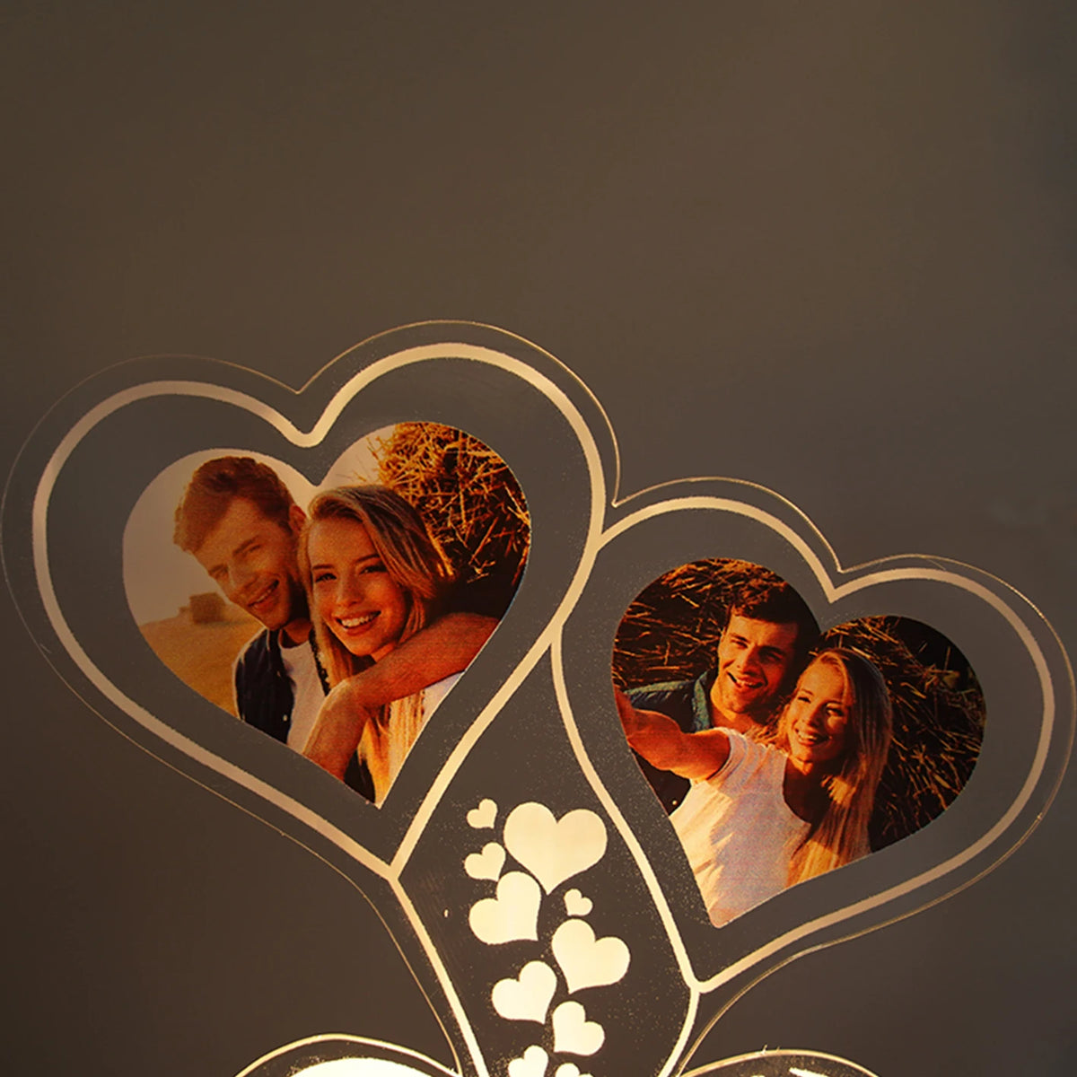 Personalized double-heart infinity names LED night light