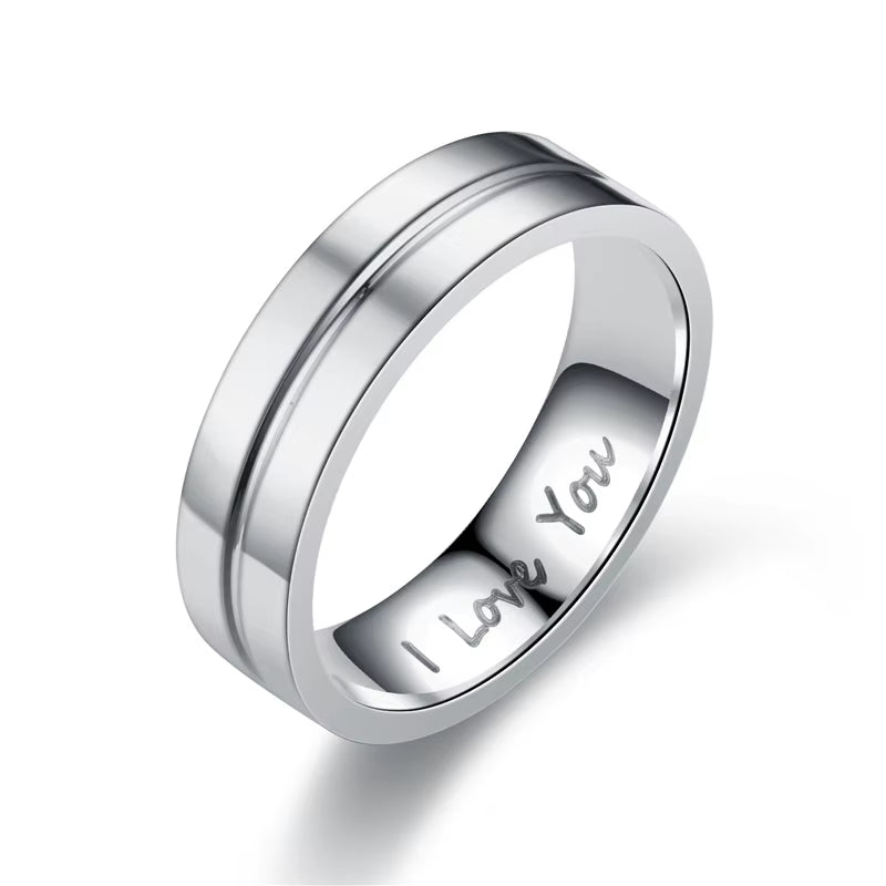 Fashion Stainless Steel Couple Engagement Rings for Women Men Crystal I LOVE YOU Ring 2021 Wedding Jewelry Gift