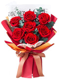 Roses Bouquet 7-Piece Forever Flowers Bouquet Gift for Her Women Wife Mothers Anniversary Birthday Wedding (Red Roses)