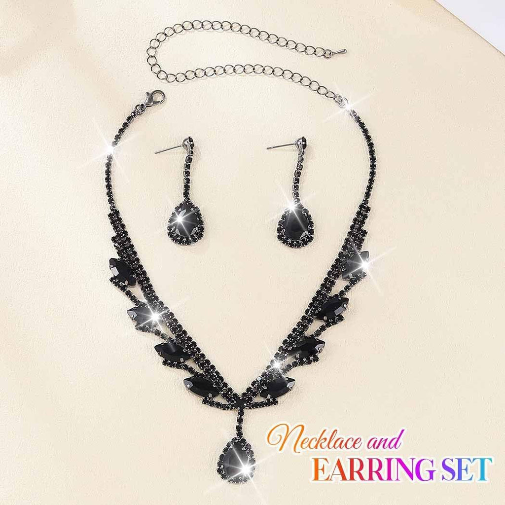 Rhinestone Bridal Wedding Jewelry Set Silver Necklace Earrings Sets Formal Prom Costume Jewelry Sets for Women and Brides
