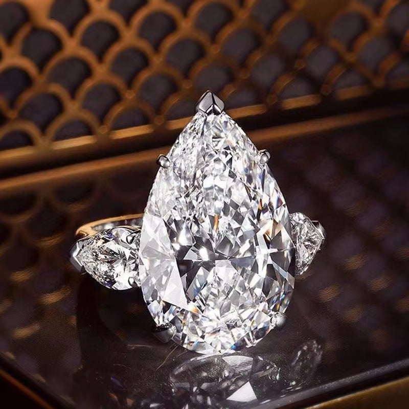 Luxury Crystal Water Drop CZ Rings Women Proposal Engagement Ring Exquisite Wedding Anniversary Gift Party Trendy Jewelry