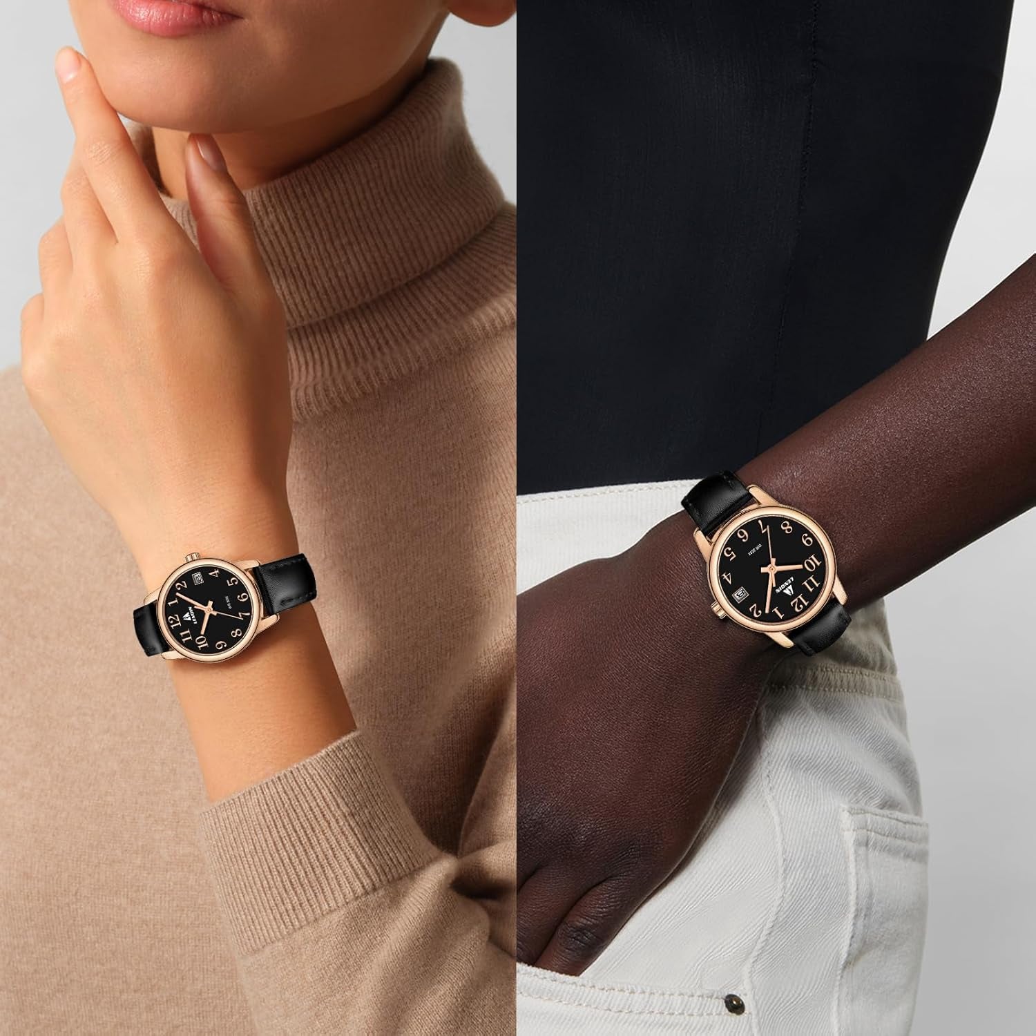Womens Watch Analog Quartz Waterproof Ladies Watches for Women Easy Read Women'S Wrist Watches with Leather Strap Luminous Dial