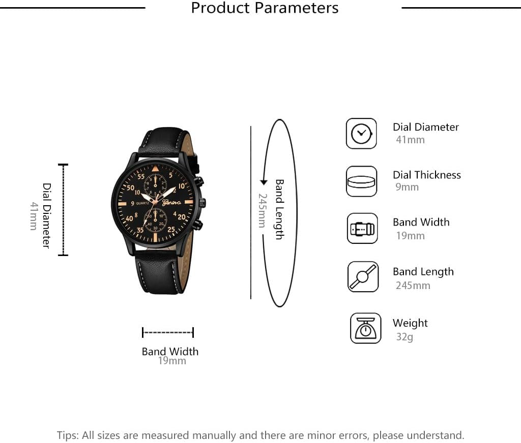 Men Watches Casual Business Chronograph Wristwatch Leather Strap Analog Quartz Watches for Men