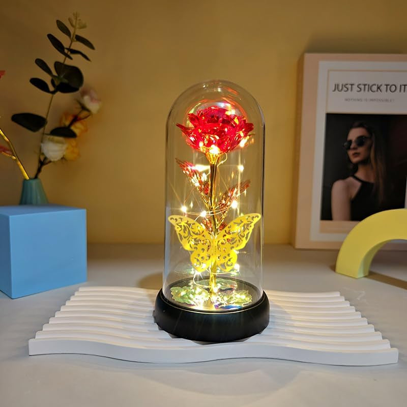 Eternal Glass Rose Gift - Ideal Gift for Mom, Wife, Daughter, Lady, for Mother'S Day, Christmas, Wedding Anniversary, Valentine'S Day (Red)