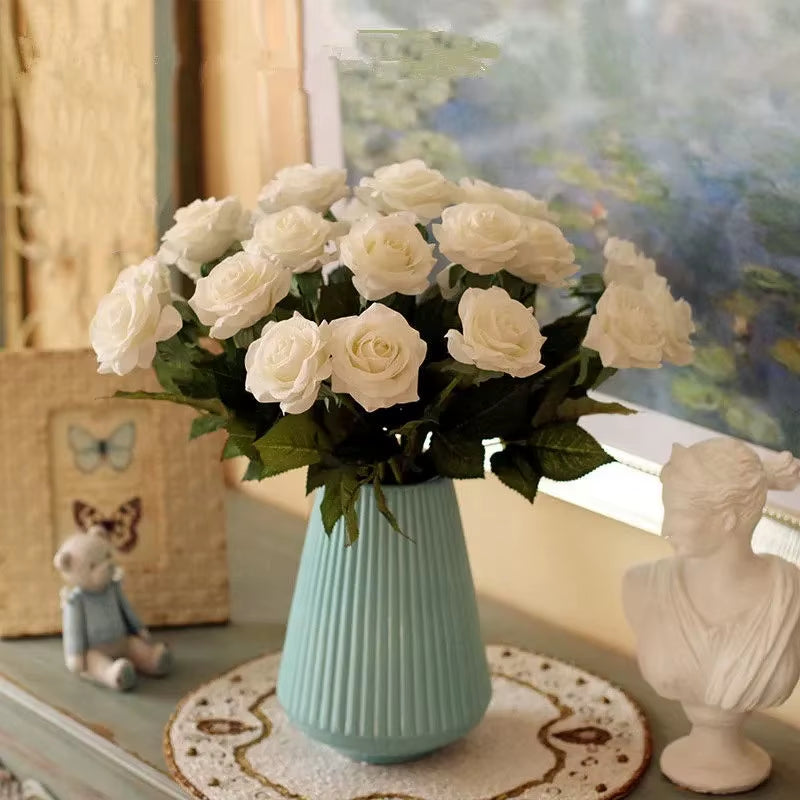 3/5/10/20Pcs Roses Artificial Flowers Rose Flower Branch Artificial Red Roses Realistic Fake Rose for Wedding Home Decor