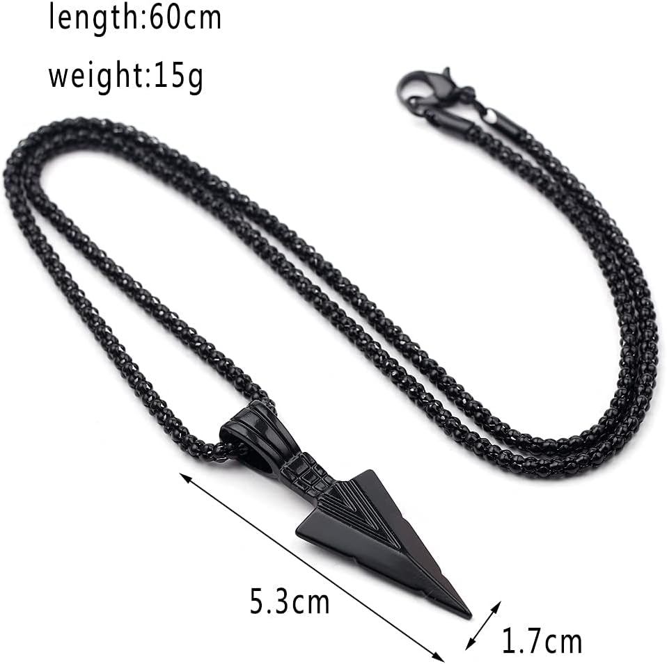 Arrowhead Pendant Chain Necklace for Mens Set Black & Silver Tone & Gold Tone Necklace Stainless Steel Spear Point Jewelry for Jewelry Gifts