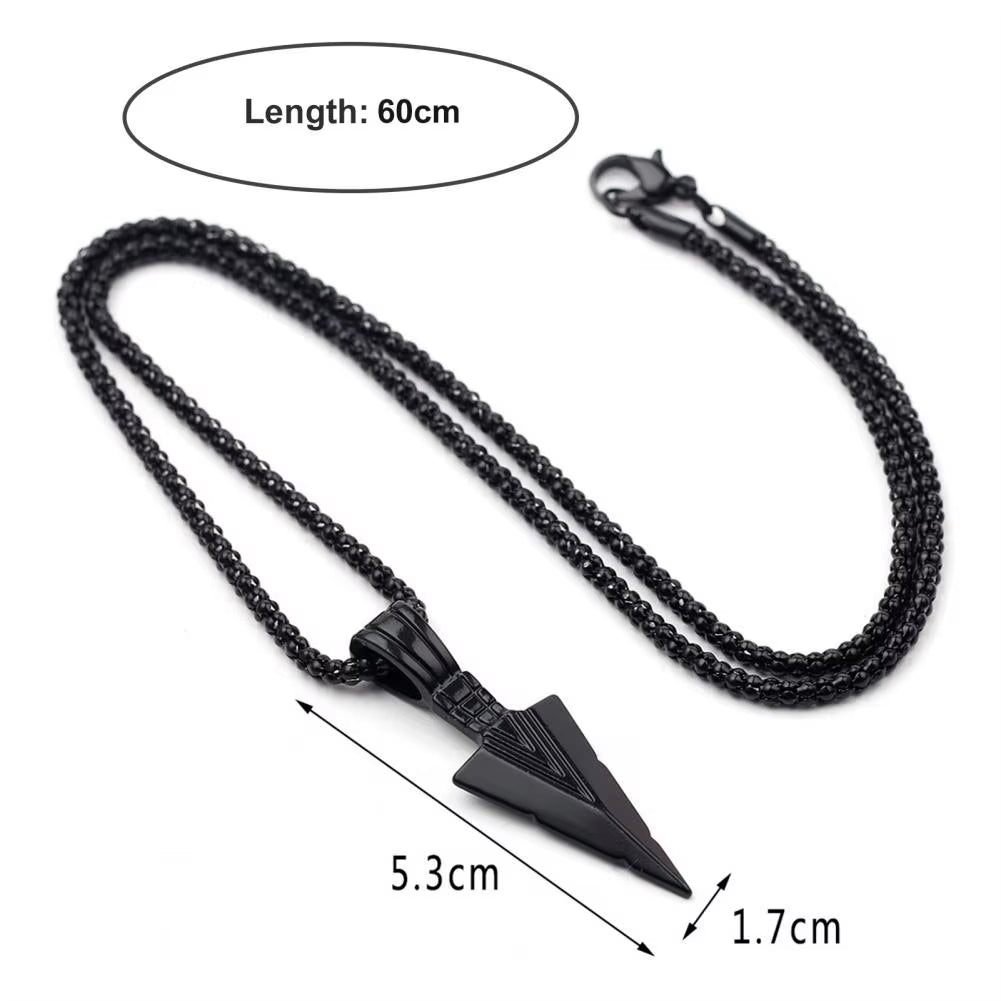 Men Necklace Hip Hop Vintage Arrow Necklace Stainless Steel Hip Hop Pendant Sweater Necklace Gift Jewelry Necklace for Men