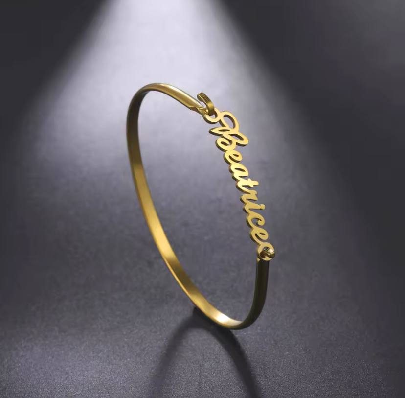 Customized Name Bracelet for Women Men Custom Jewelry Stainless Steel Customized Gold Color Arabic Name Bangle Birthday Gift 1 image 0
