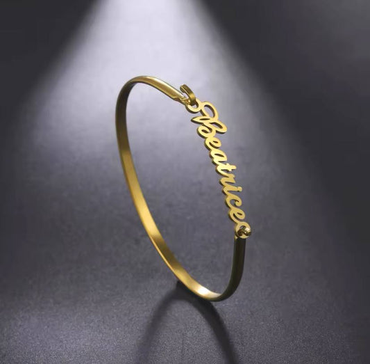 Customized Name Bracelet for Women Men Custom Jewelry Stainless Steel Customized Gold Color Arabic Name Bangle Birthday Gift 1 image 0