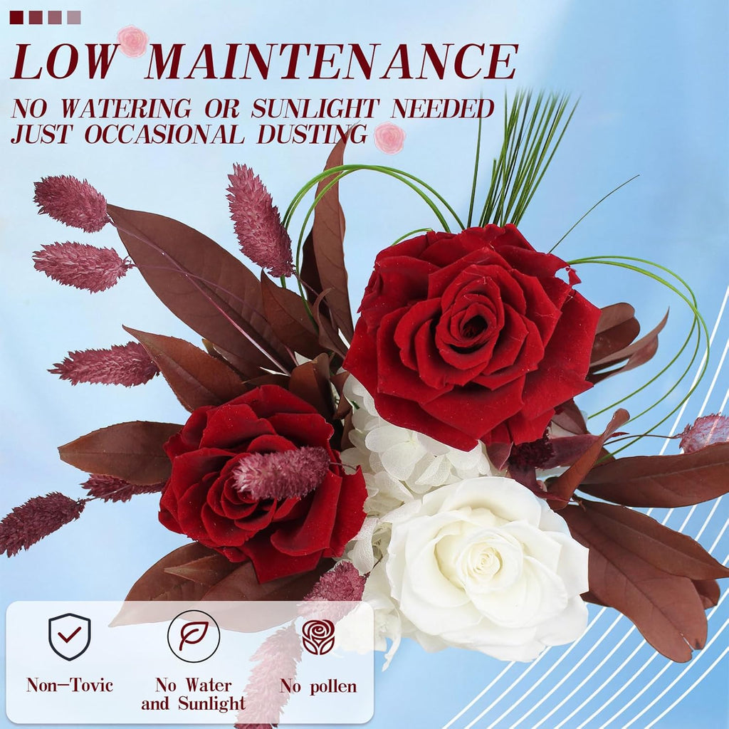 Preserved Flowers Bouquet, Long Lasting Real Roses, Valentine, Mother Day, Anniversary, Birthday Gifts for Women, Flowers for Delivery Prime, Low Maintenance, Gift Box and Vase Arrangement