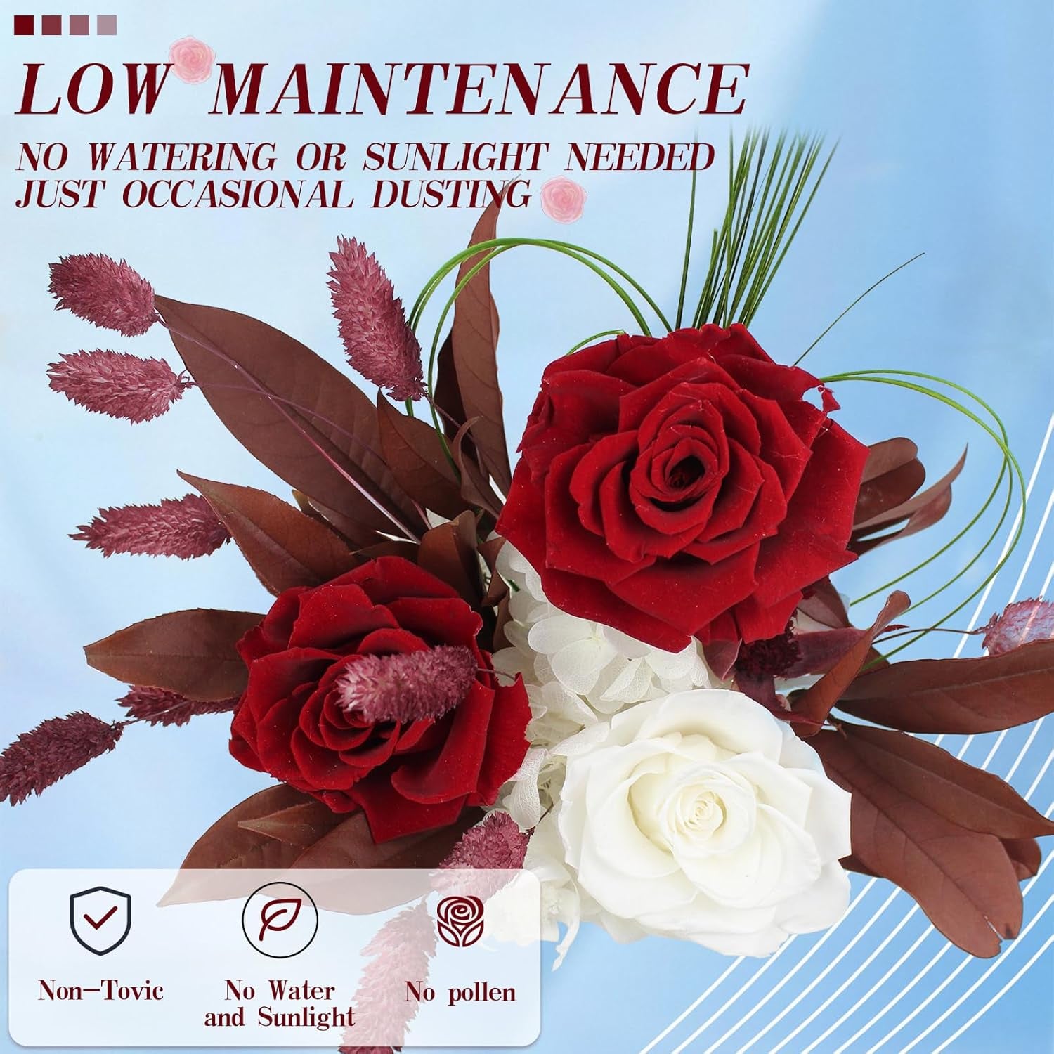 Preserved Flowers Bouquet, Long Lasting Real Roses, Valentine, Mother Day, Anniversary, Birthday Gifts for Women, Flowers for Delivery Prime, Low Maintenance, Gift Box and Vase Arrangement
