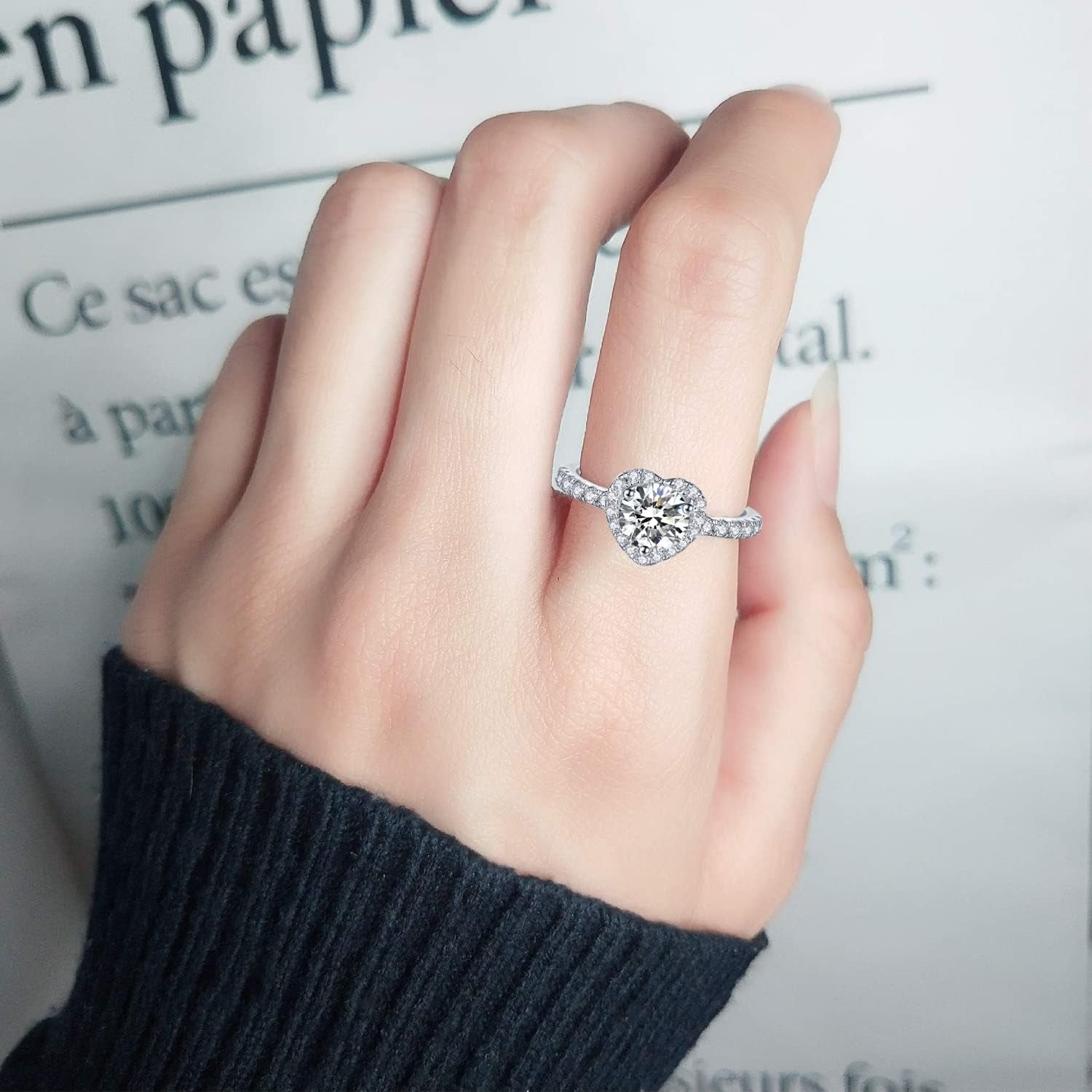 925Silver Moissanite Adjustable Engagement Ring, Promise Eternity Ring for Women,Wedding Rings,Jewelry Gift,Friendship Promise Fashion Jewelry Valentine Gifts for Women