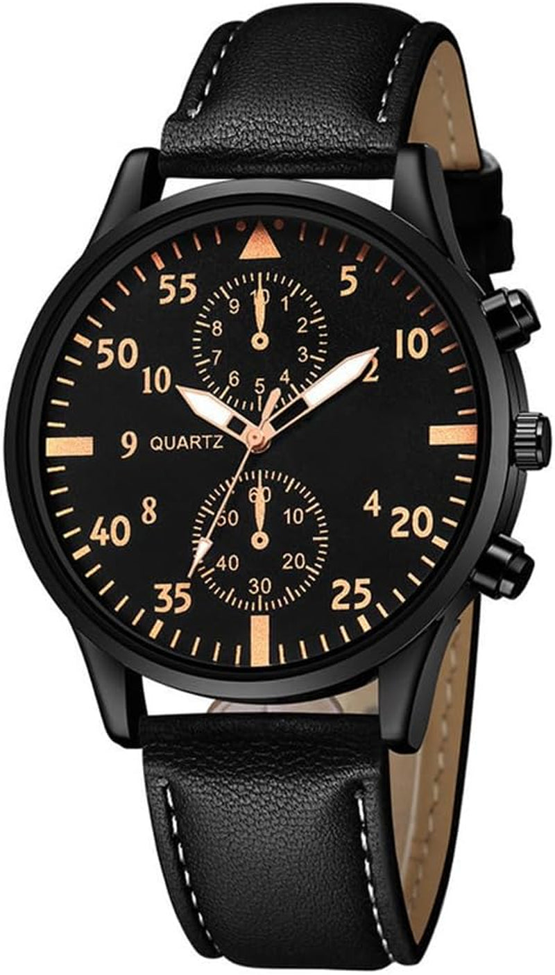 Men Watches Casual Business Chronograph Wristwatch Leather Strap Analog Quartz Watches for Men
