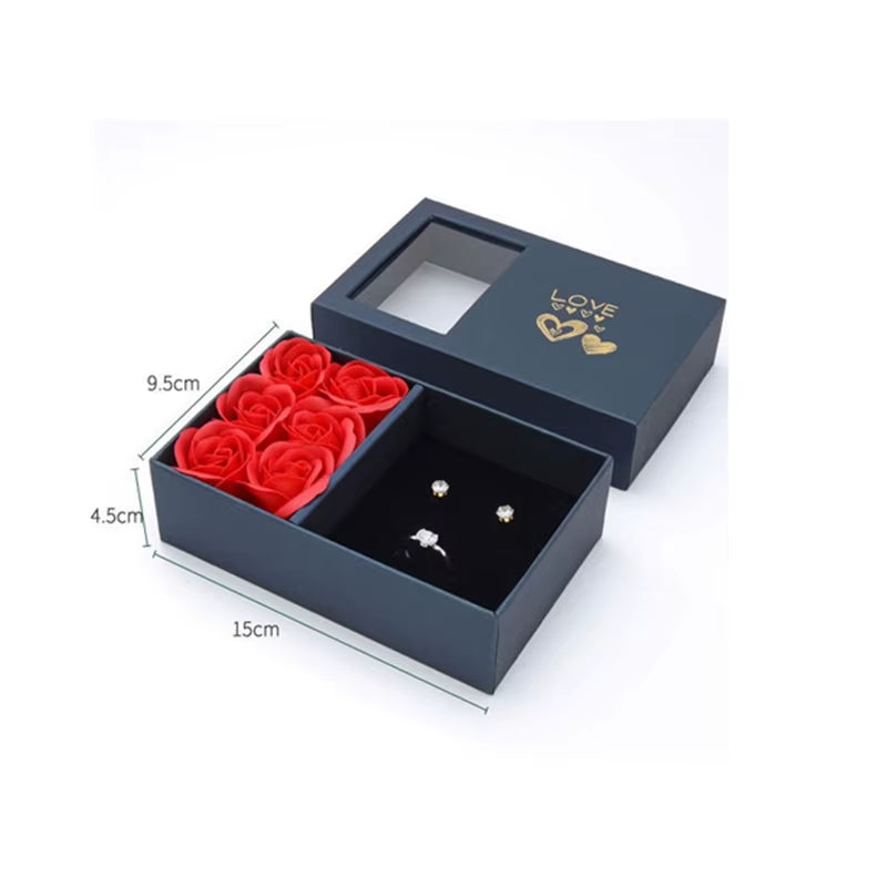 I Love You Jewelry Box Immortal Flower Jewelry Box Roses Window Gift Box Ring Earrings Pendant Necklace Box Jewelry Organizer