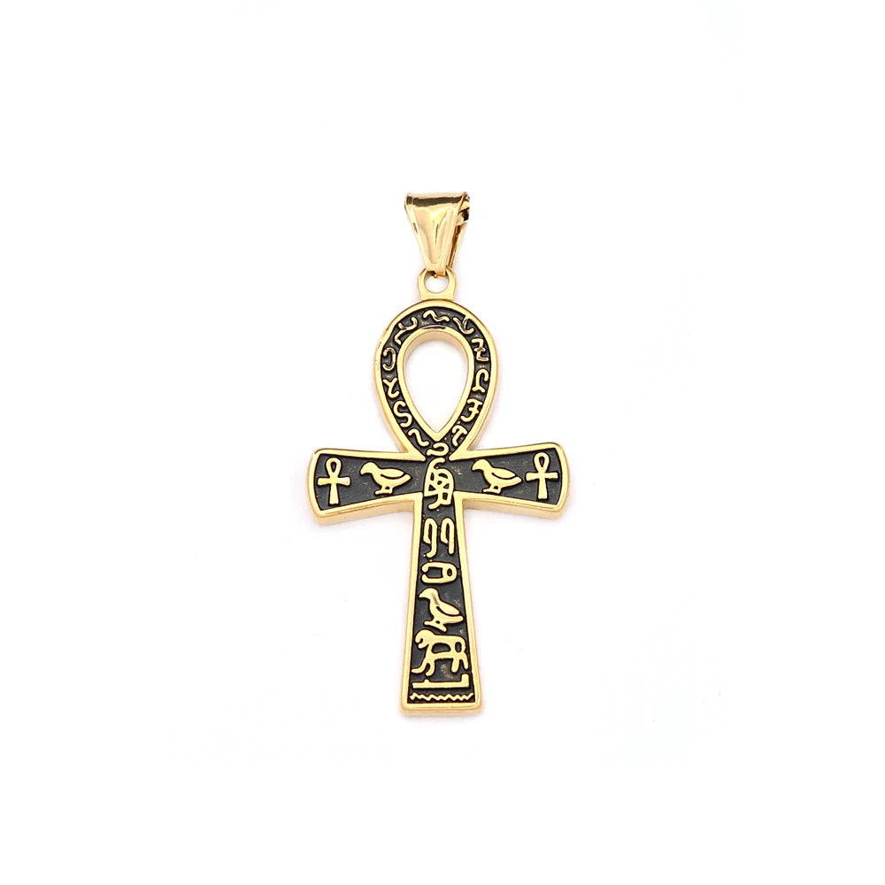 Vintage Fashion Ancient Egyptian Ankh Cross Pendant Necklace for Men Women Stainless Steel Amulet Jewelry Gifts Dropshipping