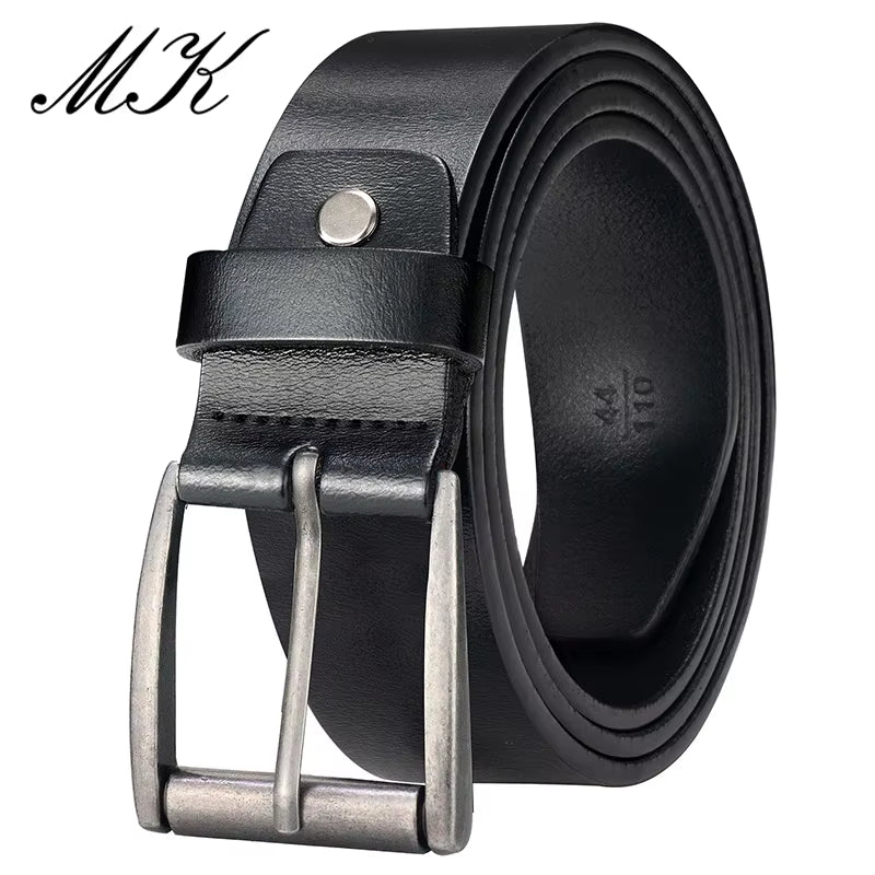 Genuine Leather Belts for Men for Jeans Trousers Men'S Casual Vintage Alloy Pin Buckle Second Layer Leather Belt