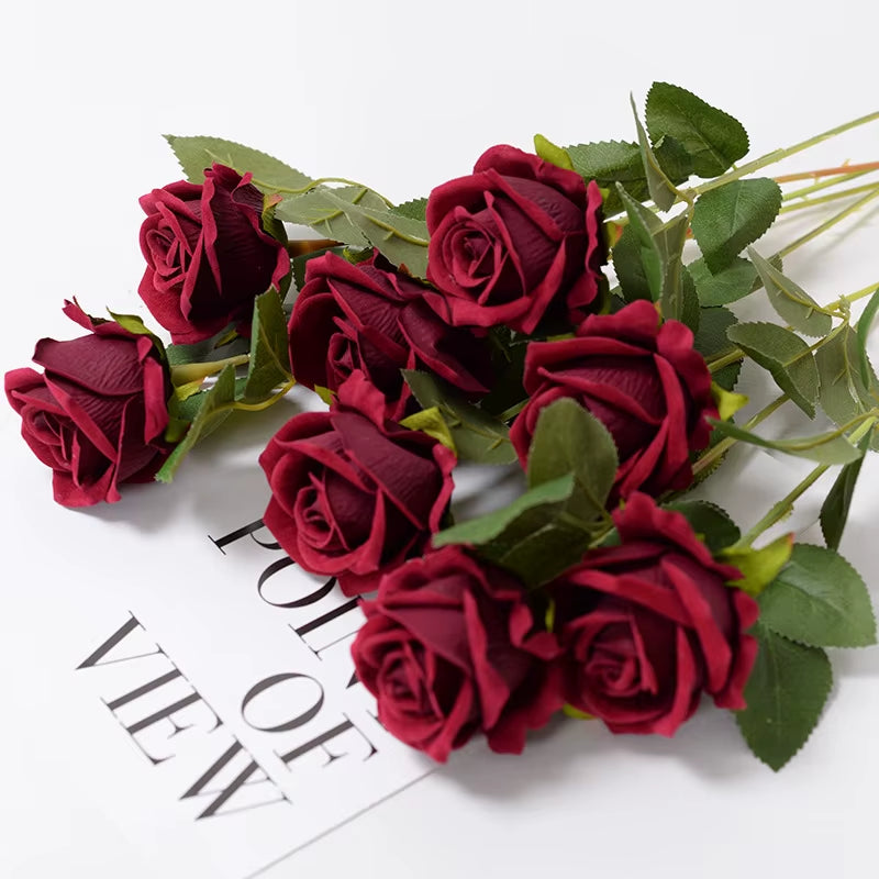 3/5/10/20Pcs Roses Artificial Flowers Rose Flower Branch Artificial Red Roses Realistic Fake Rose for Wedding Home Decor