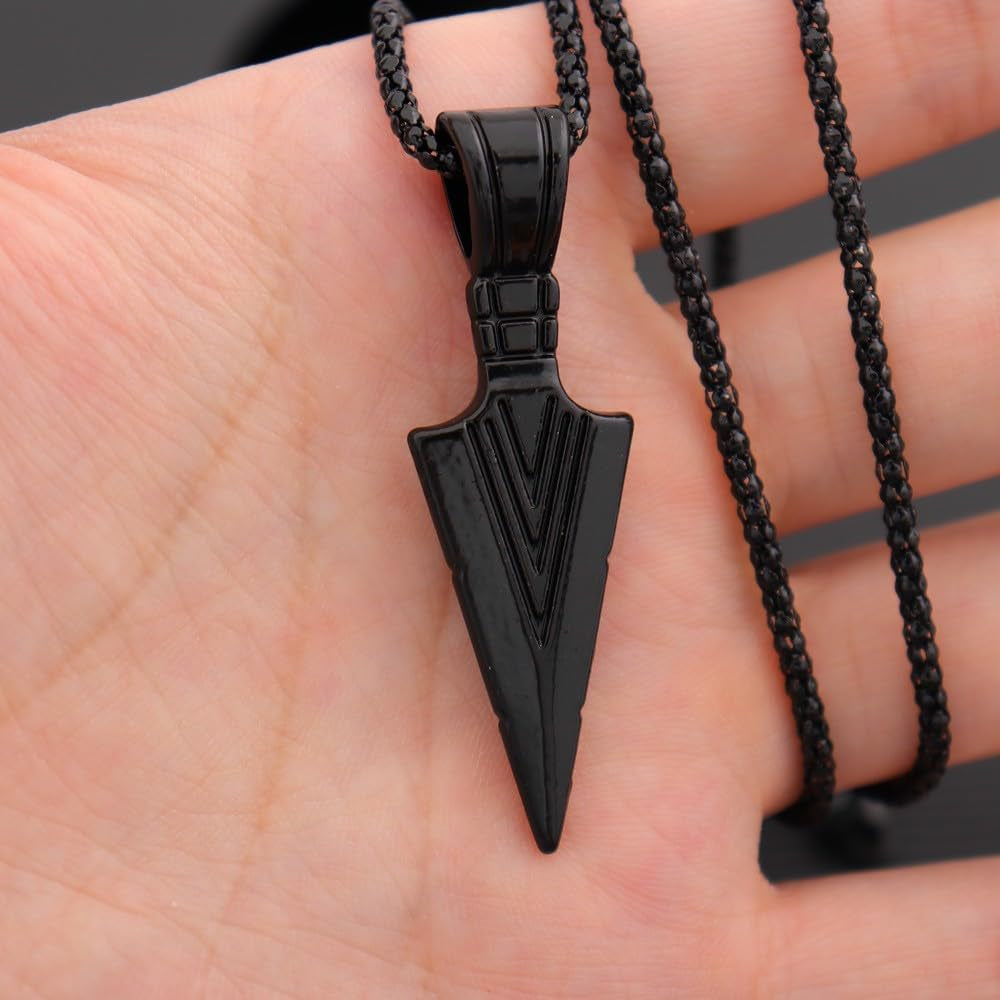 Arrowhead Pendant Chain Necklace for Mens Set Black & Silver Tone & Gold Tone Necklace Stainless Steel Spear Point Jewelry for Jewelry Gifts