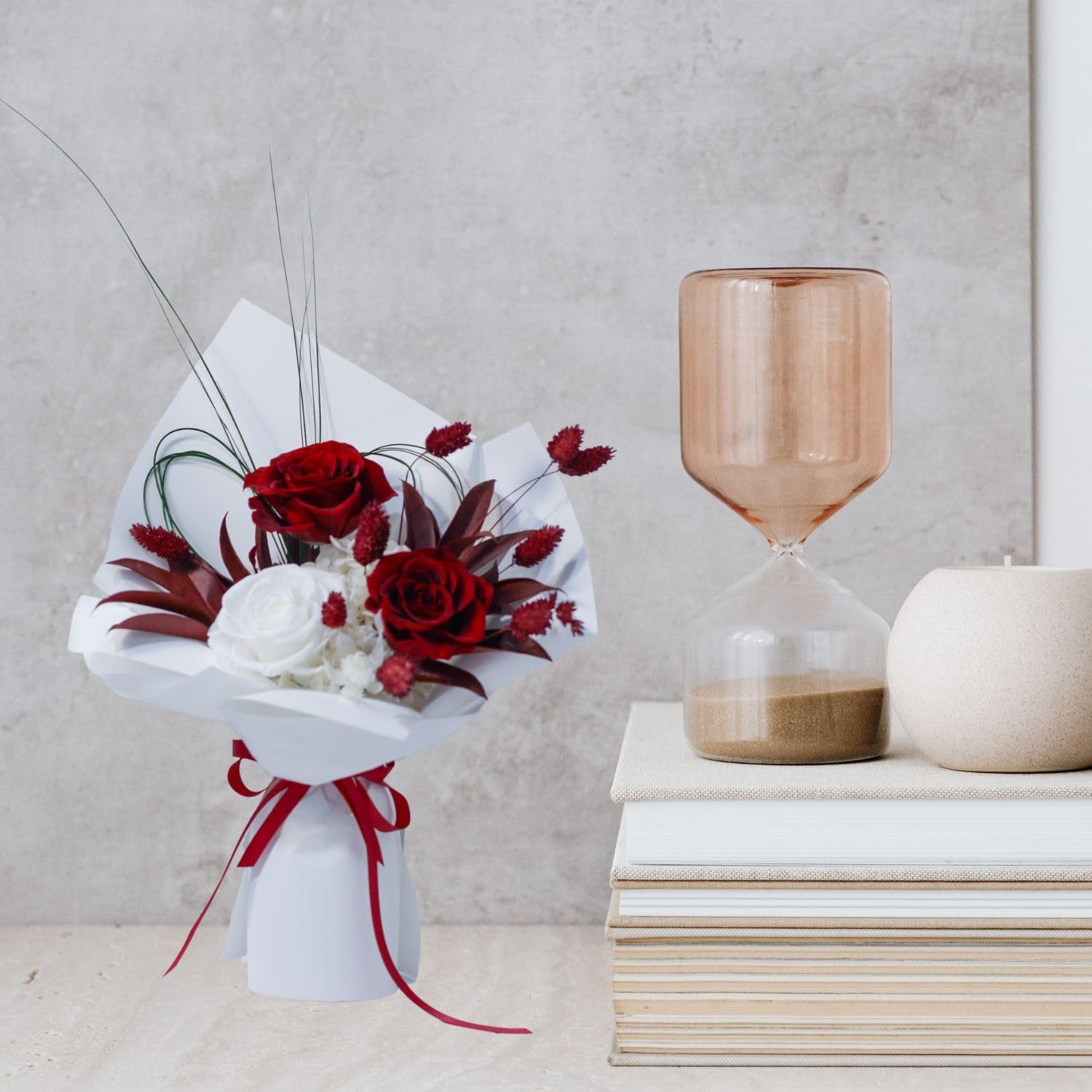 Preserved Flowers Bouquet, Long Lasting Real Roses, Valentine, Mother Day, Anniversary, Birthday Gifts for Women, Flowers for Delivery Prime, Low Maintenance, Gift Box and Vase Arrangement