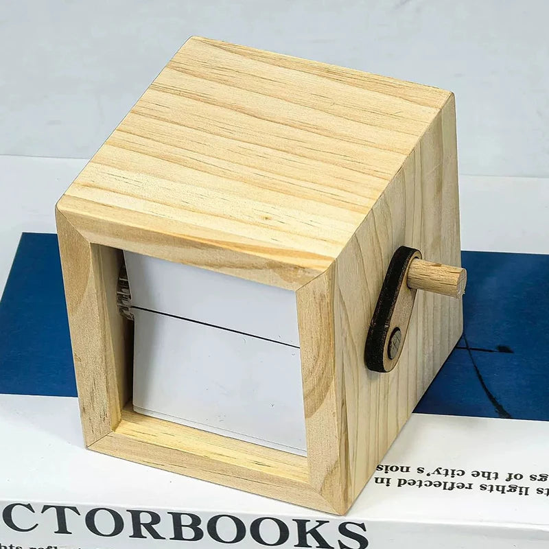 Custom Photo Flip Book Frame Photo Animation Box Hand-Cranked Photo Album Wooden Rotating Memory Box with Light Gift