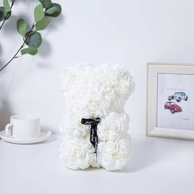 Romantic Valentine'S Day Creative Eternal Flower Rose Bear Christmas Gift Rose Bear Hug Bear Wedding Flower Decoration Gift