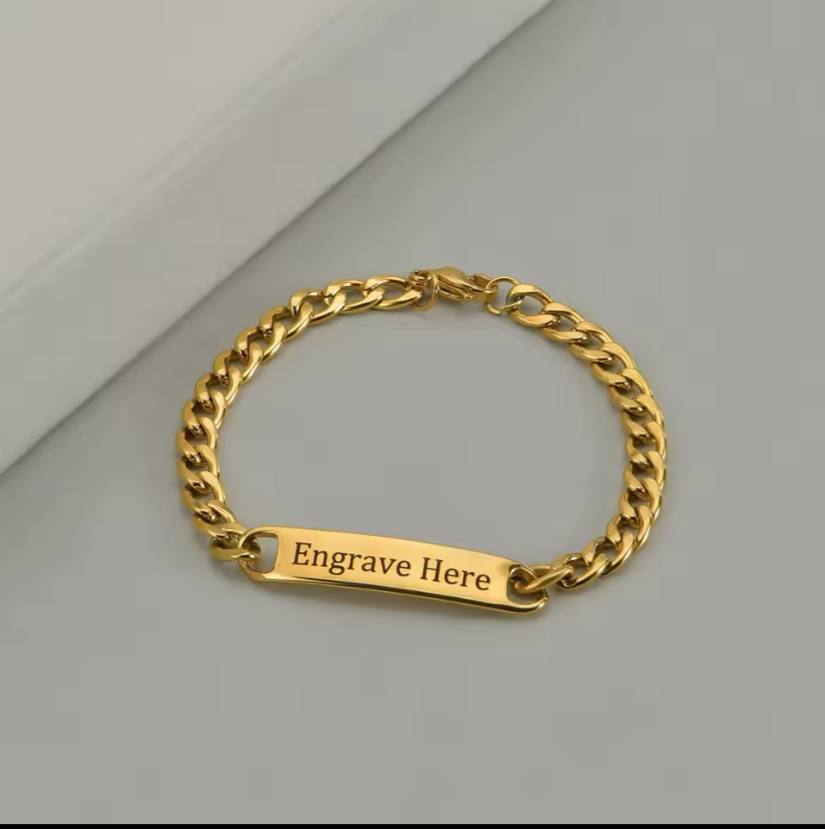 Customized Punk Engrave Name Custom Bracelets Gold Color Stainless Steel Thick Hand Chain Customized Couple Men Women Jewelry Gift image 2