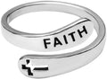 Open Statement Faith Cross Rings Adjustable Minimalist Hope Love Eternity Wedding Band Promise Ring Fashion Jewelry Gifts for Women Men Xmas