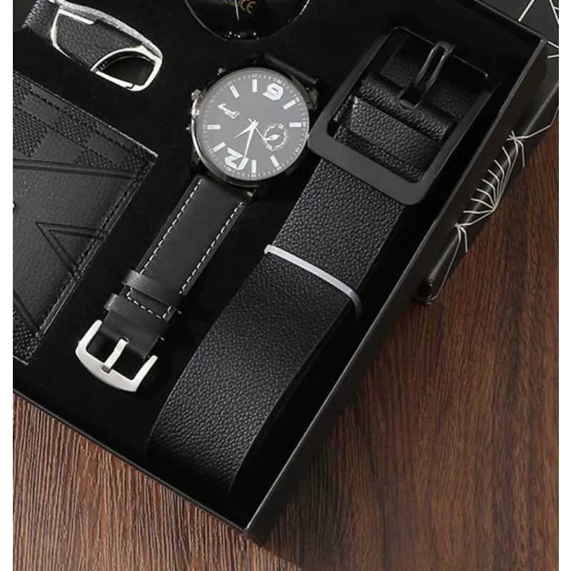 Men's Luxury Gift Set – Watch, Wallet, Belt, Sunglasses & Keychain