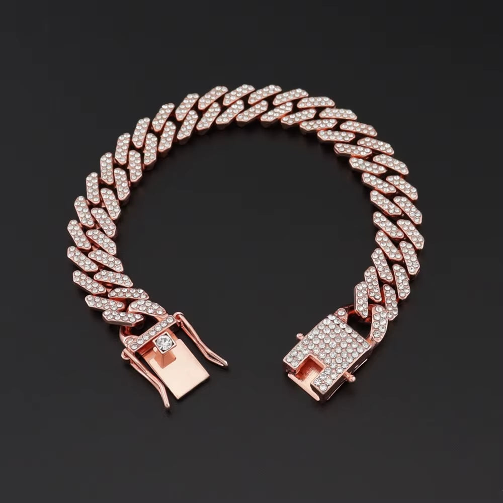 Women's Watch & Jewellery Gift Box – Gold Watch, Bracelet, Necklace & Cuban Chain Set