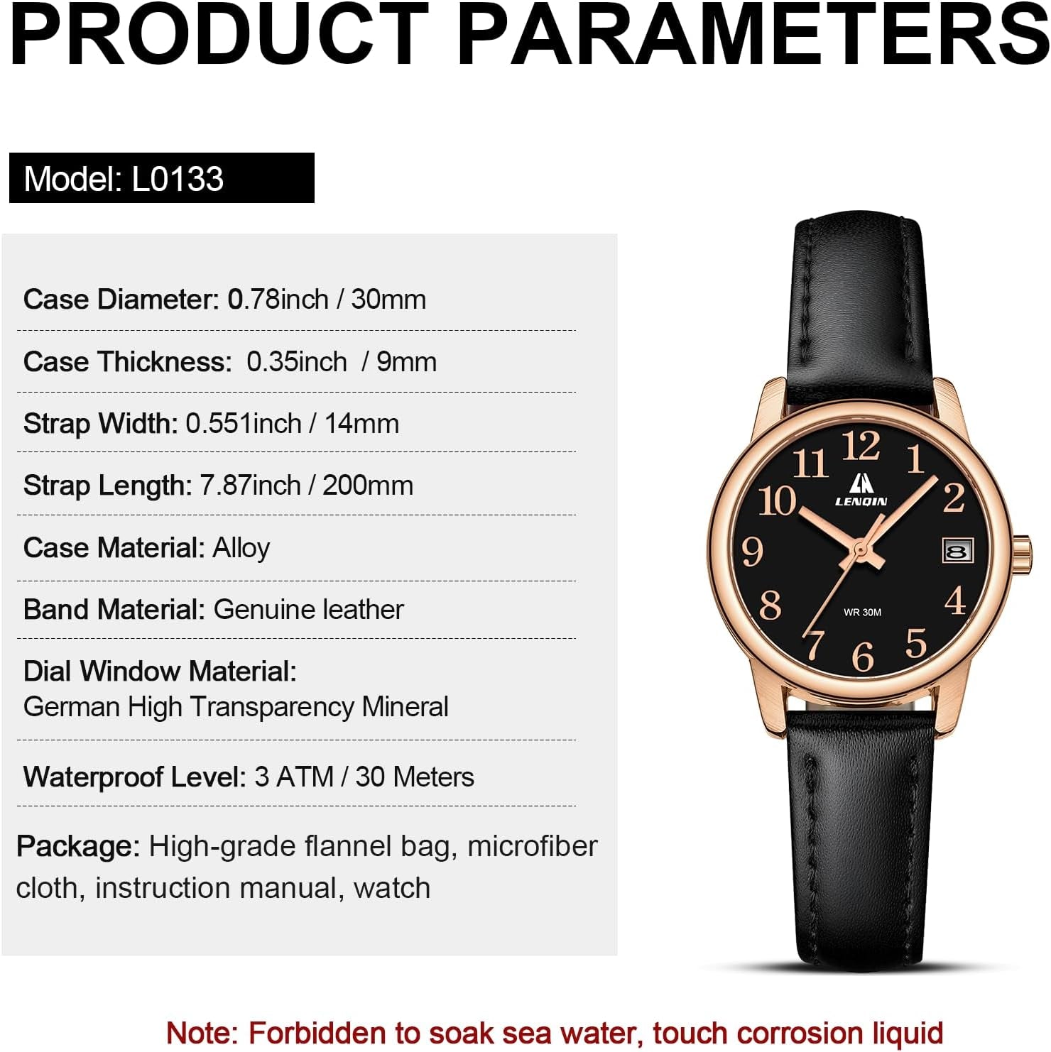 Womens Watch Analog Quartz Waterproof Ladies Watches for Women Easy Read Women'S Wrist Watches with Leather Strap Luminous Dial