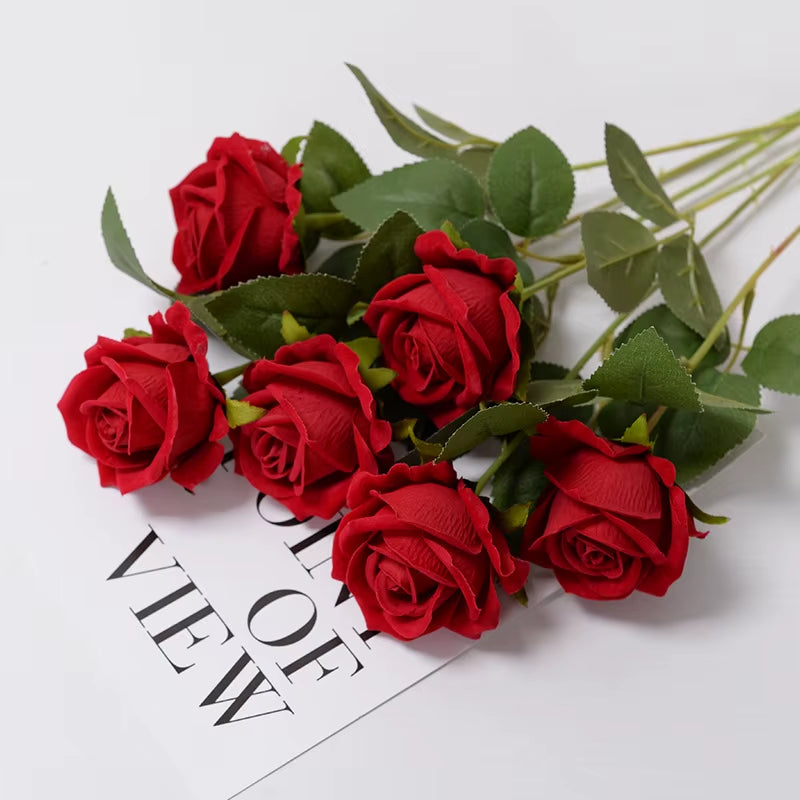 3/5/10/20Pcs Roses Artificial Flowers Rose Flower Branch Artificial Red Roses Realistic Fake Rose for Wedding Home Decor