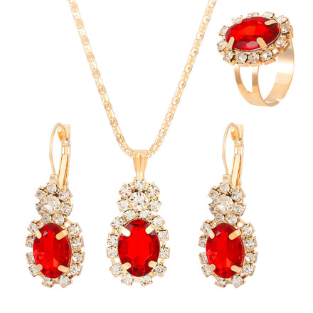 3Pcs Oval Cut Cubic Zirconia Jewelry Set Gift for Her ( Standard Delivery )