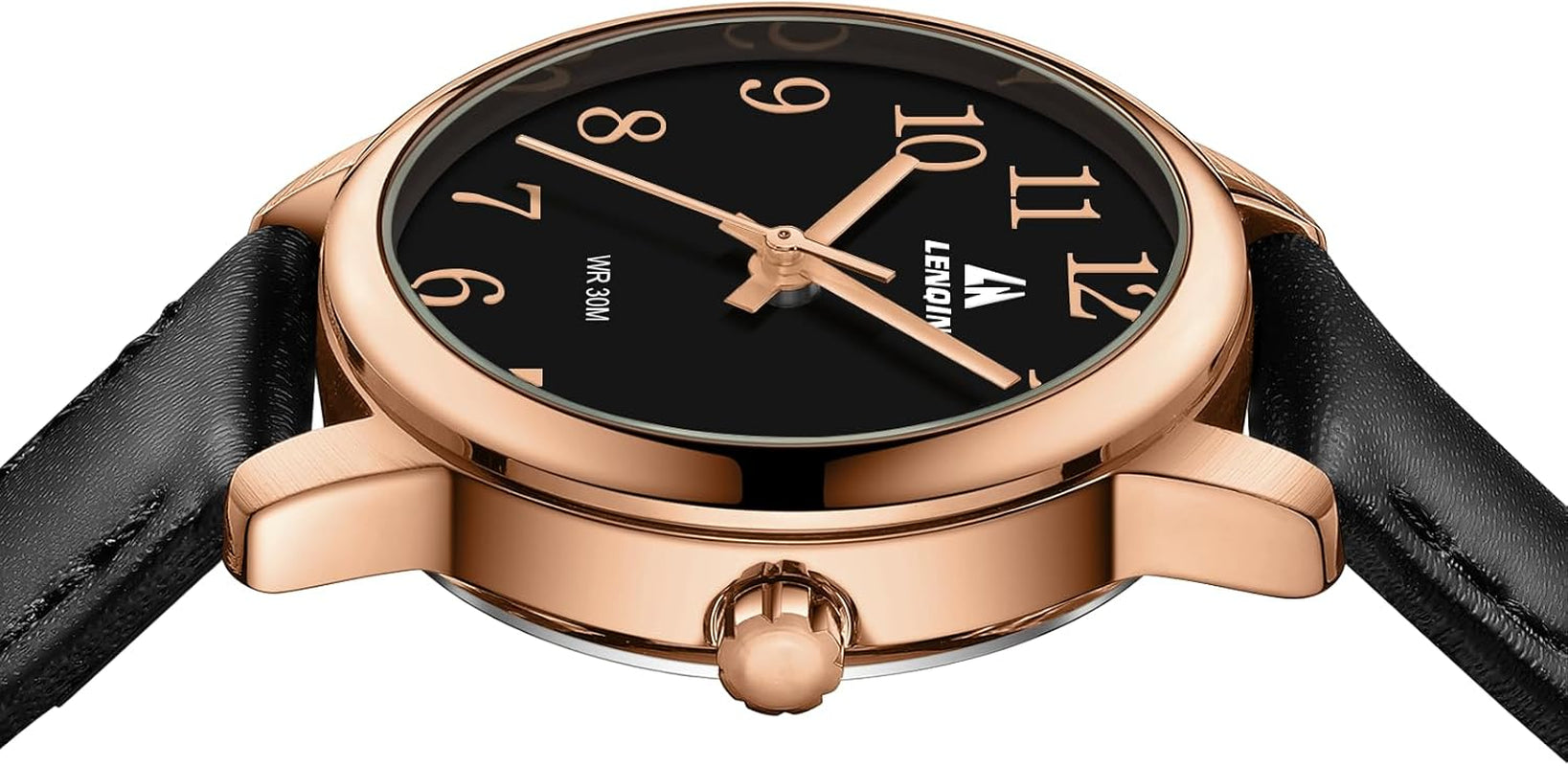 Womens Watch Analog Quartz Waterproof Ladies Watches for Women Easy Read Women'S Wrist Watches with Leather Strap Luminous Dial