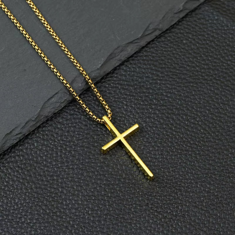1PC New Cross Stainless Steel Choker Necklaces for Man Gold Color Men'S Chain Alloy Necklace Fashion Jewelry Corrente Masculina