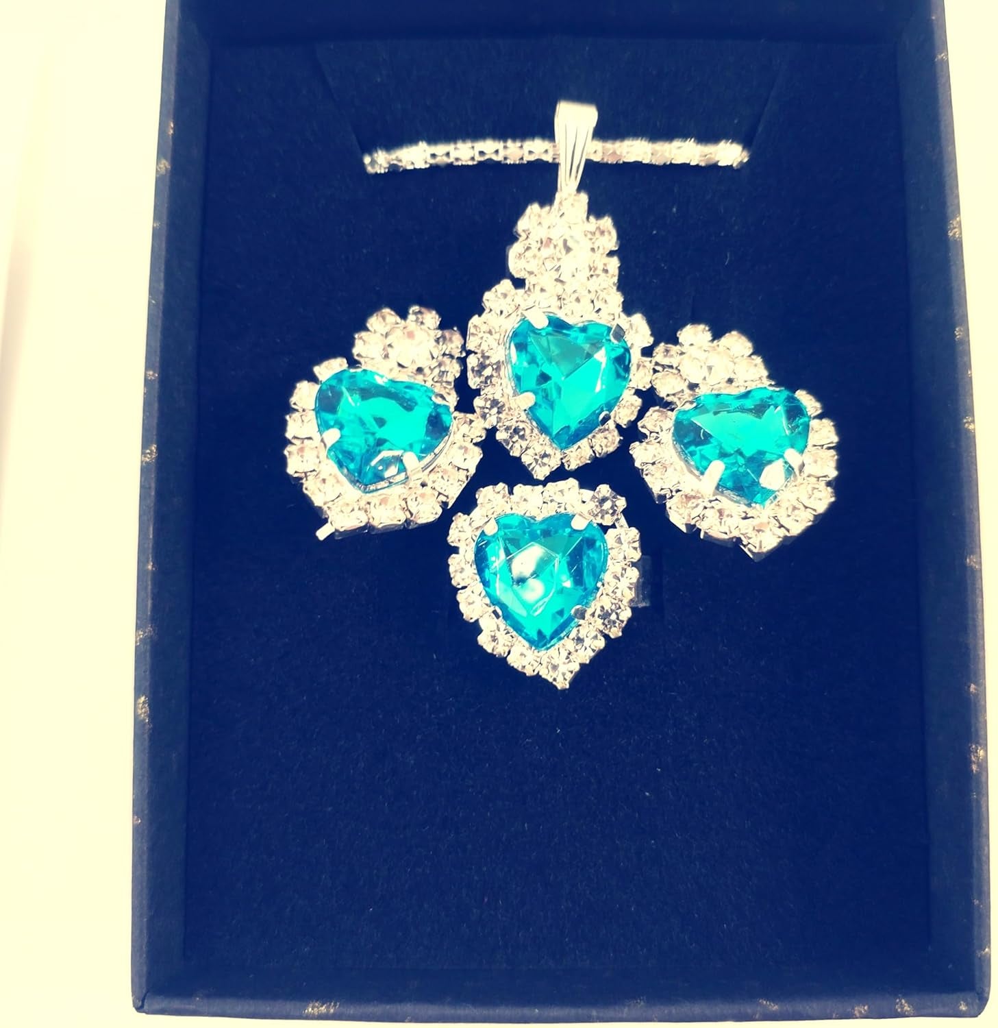 Jewelry Set for Women Love Heart Alloy Artificial Crystal Earrings Pendant Necklace Ring Wedding Party Prom Anniversary Birthday Engagement for Bridal Bridesmaid Girlfriend