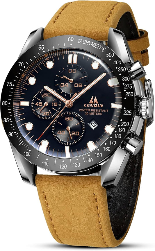 Mens Watches Leather Watch Analog Quartz Watch for Men Luminous Luxury Fashion Business Casual 30M Waterproof Men'S Wrist Watches with Date