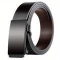 Men Leather Belt Black Metal Toothless Automatic Buckle Business Casual PU Leather Men'S Fashion High Quality Belt