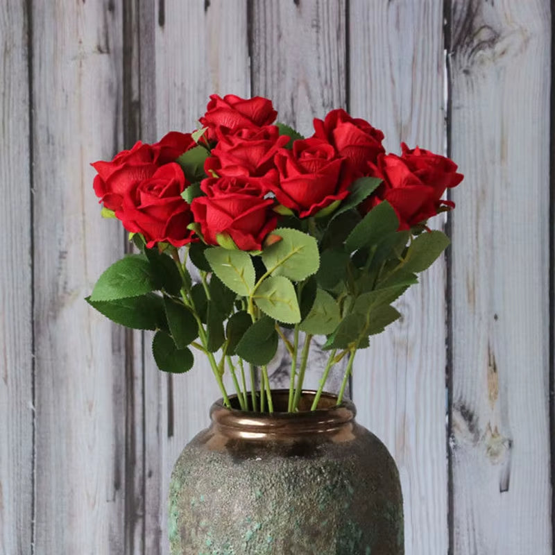 3/5/10/20Pcs Roses Artificial Flowers Rose Flower Branch Artificial Red Roses Realistic Fake Rose for Wedding Home Decor
