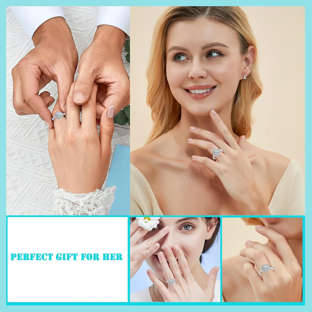 Moissanite Adjustable Engagement Ring, Promise Eternity Ring for Women,Wedding Rings,Jewelry Gift,Friendship Promise Fashion Jewelry Valentine Gifts for Women