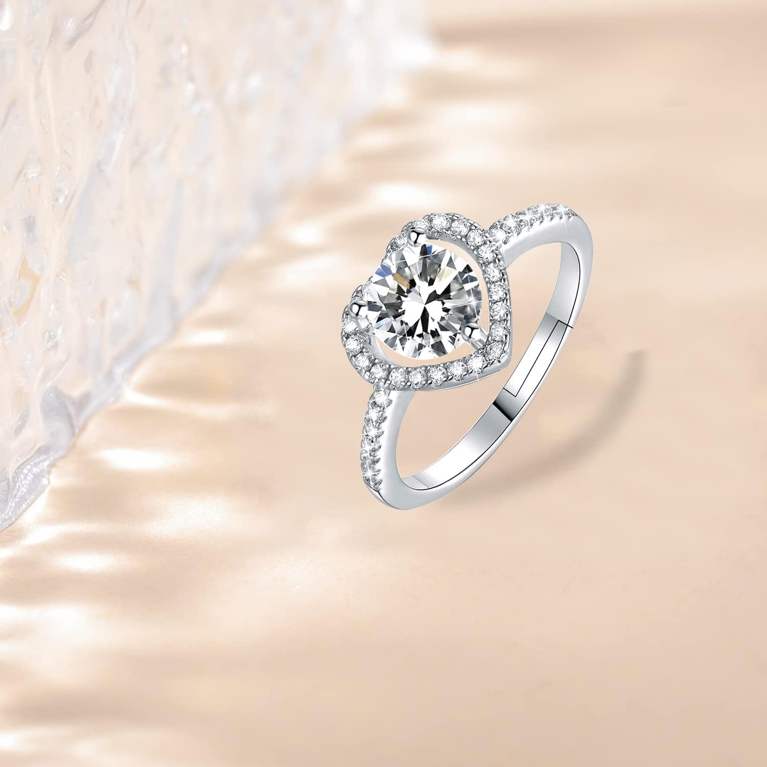 925Silver Moissanite Adjustable Engagement Ring, Promise Eternity Ring for Women,Wedding Rings,Jewelry Gift,Friendship Promise Fashion Jewelry Valentine Gifts for Women