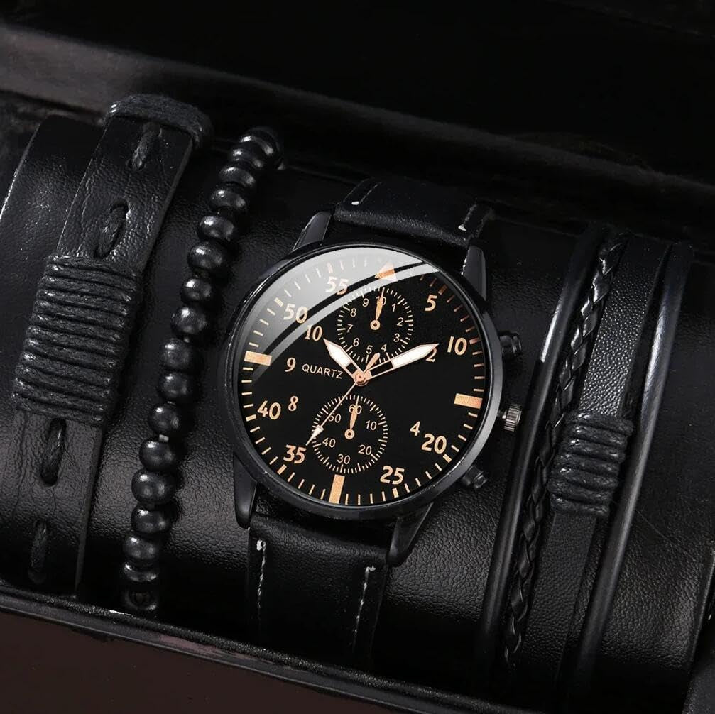 Men Watches Casual Business Chronograph Wristwatch Leather Strap Analog Quartz Watches for Men